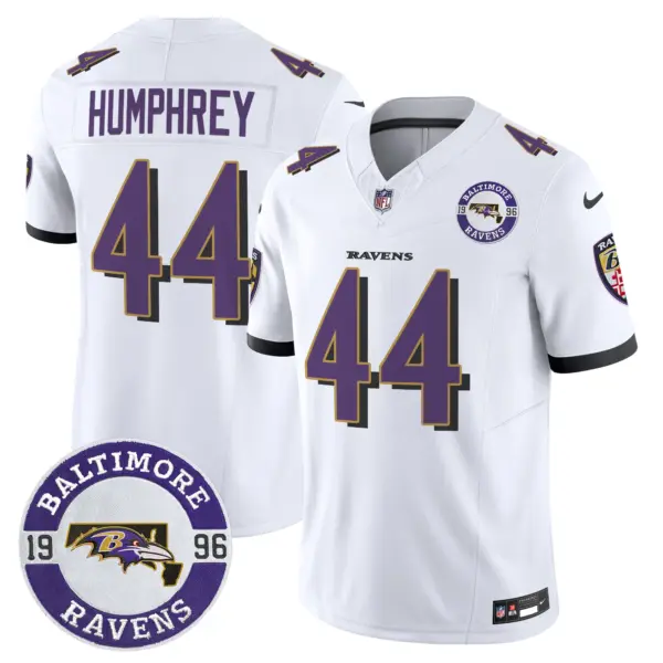 Mens Baltimore Ravens Maryland Patch Vapor Limited Jersey Est 1996 Patch Marlon Humphrey Jersey White