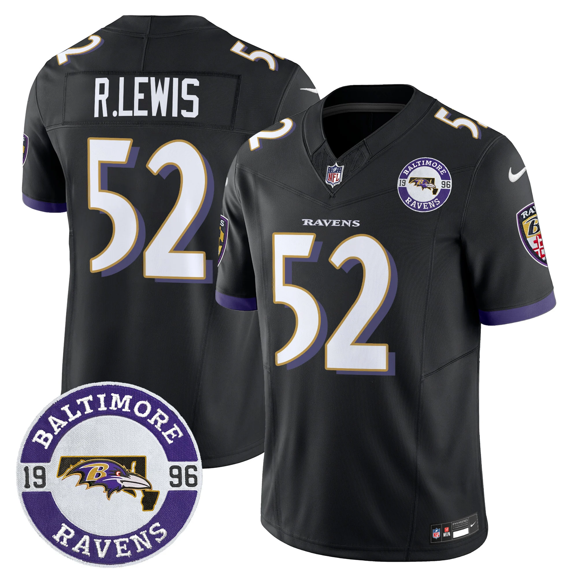 Mens Baltimore Ravens Maryland Patch Vapor Limited Jersey Est 1996 Patch Ray Lewis Jersey Black