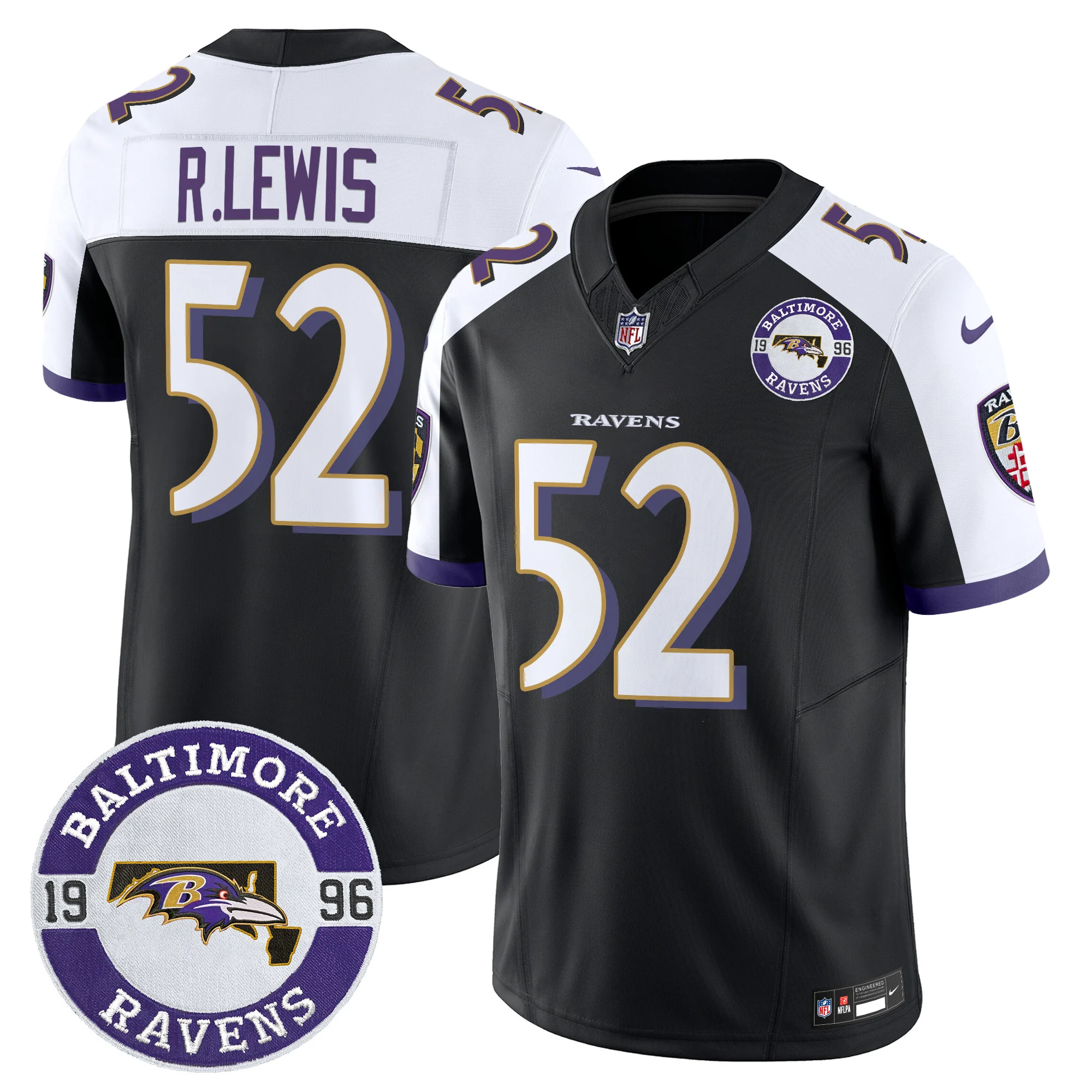 Mens Baltimore Ravens Maryland Patch Vapor Limited Jersey Est 1996 Patch Ray Lewis Jersey Black Alternate