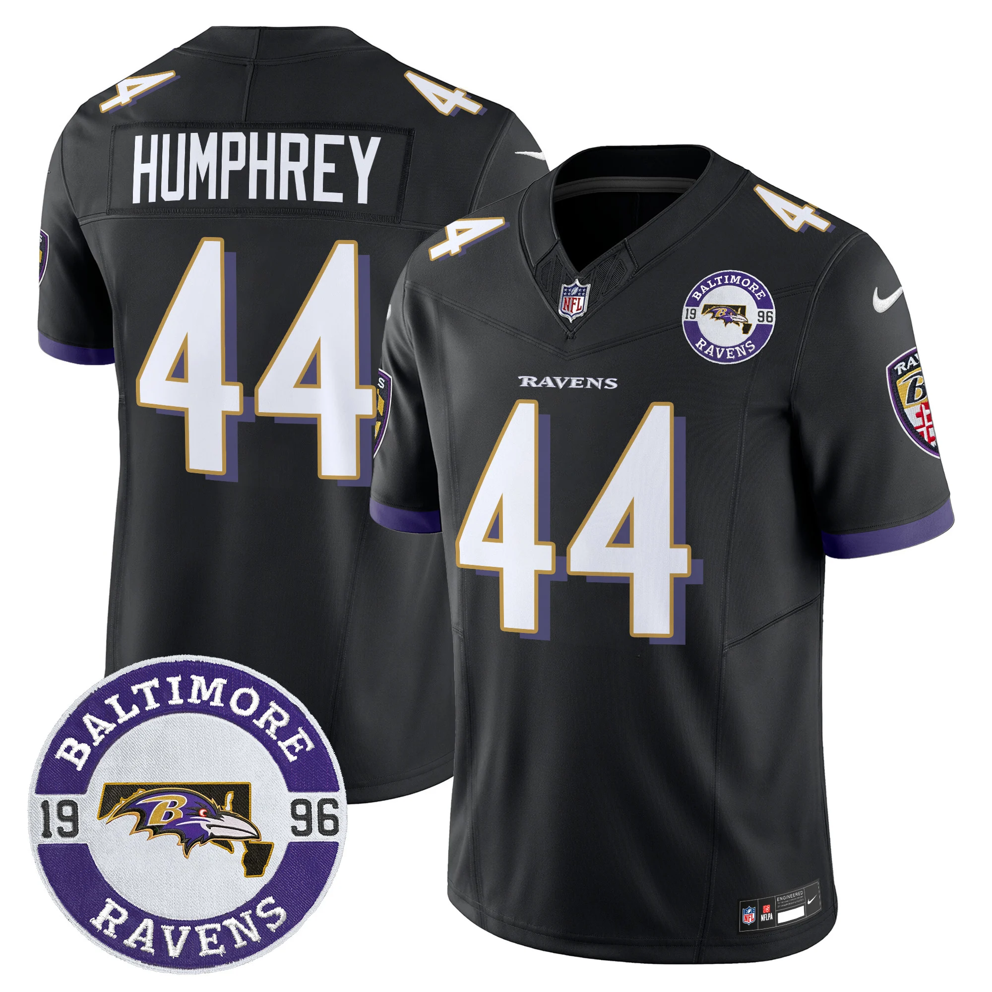 Mens Baltimore Ravens Maryland Patch Vapor Limited Jersey Est 1996 Patch Marlon Humphrey Jersey Black
