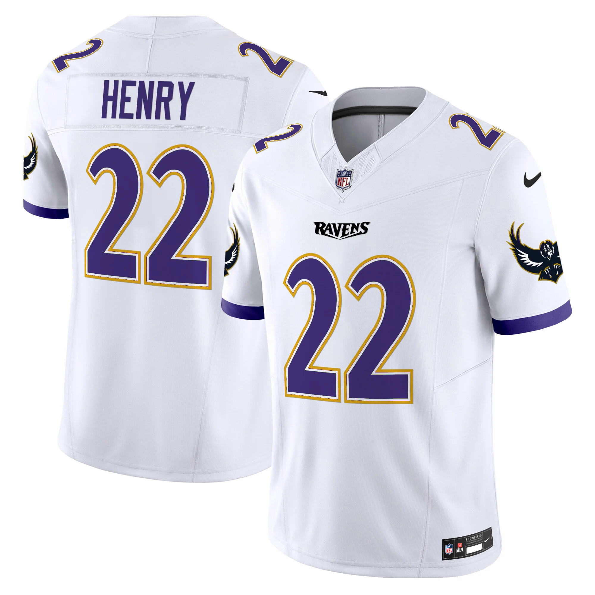 Mens Baltimore Ravens Special Vapor Limited Jersey V2 Derrick Henry Jersey White