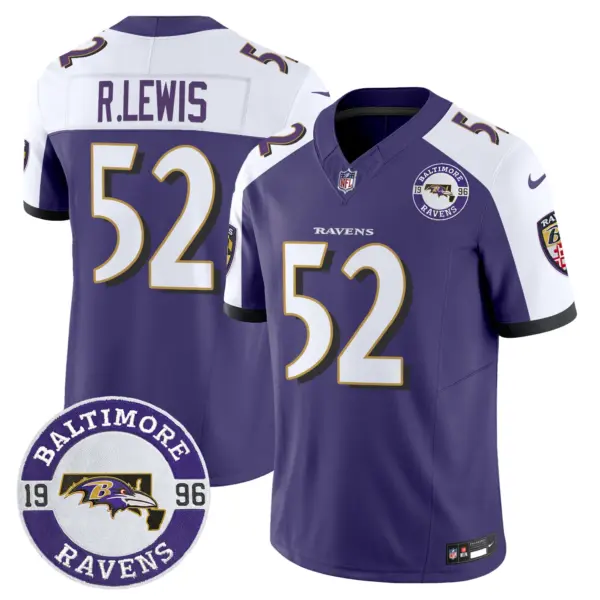 Mens Baltimore Ravens Maryland Patch Vapor Limited Jersey Est 1996 Patch Ray Lewis Jersey Purple Alternate