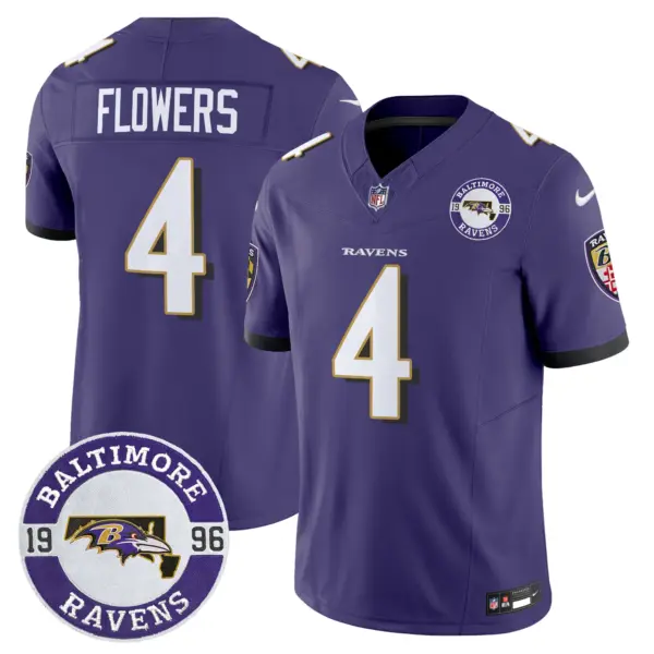 Mens Baltimore Ravens Maryland Patch Vapor Limited Jersey Est 1996 Patch Zay Flowers Jersey Purple