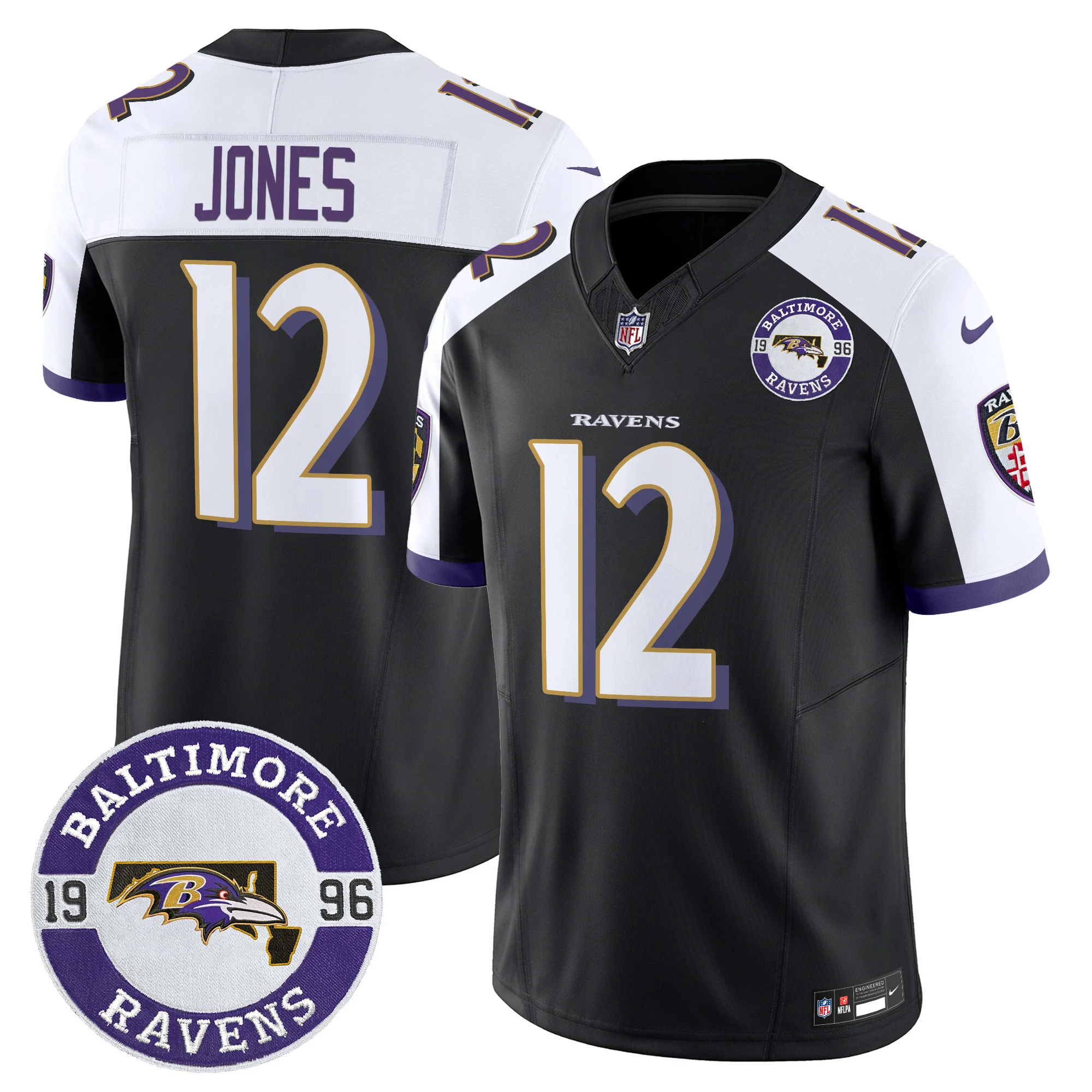 Mens Baltimore Ravens Maryland Patch Vapor Limited Jersey Est 1996 Patch Jacoby Jones Jersey Black Alternate