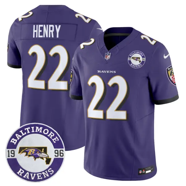 Mens Baltimore Ravens Maryland Patch Vapor Limited Jersey Est 1996 Patch Derrick Henry Jersey Purple