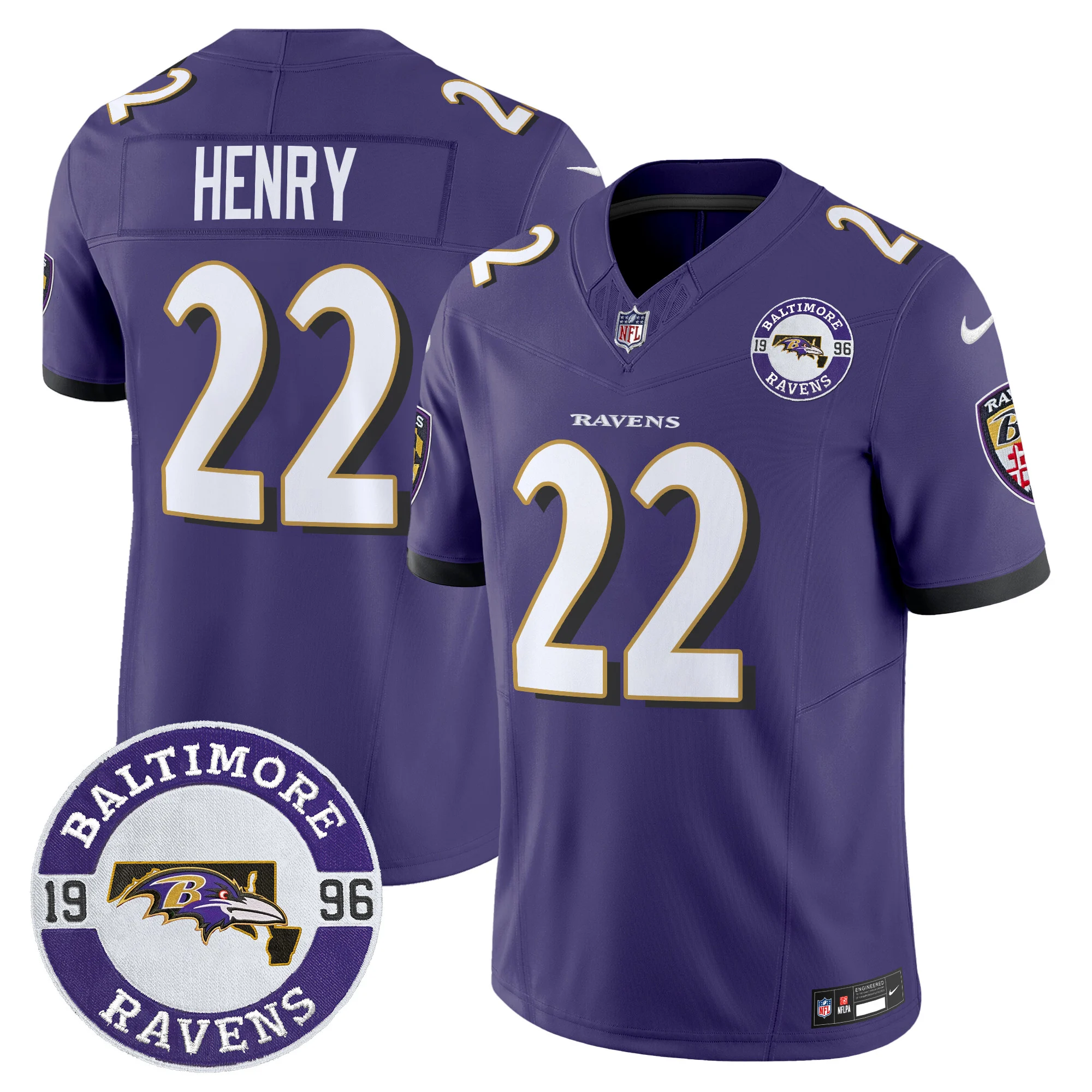 Mens Baltimore Ravens Maryland Patch Vapor Limited Jersey Est 1996 Patch Derrick Henry Jersey Purple
