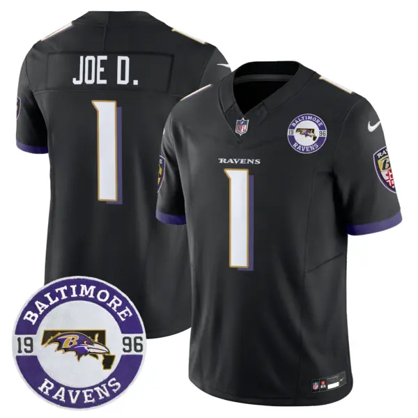Mens Baltimore Ravens Maryland Patch Vapor Limited Jersey Est 1996 Patch Joe D Jersey Black