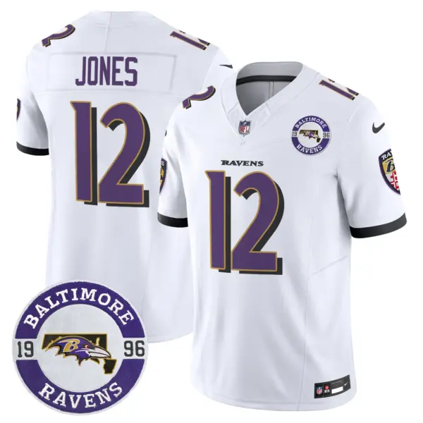Mens Baltimore Ravens Maryland Patch Vapor Limited Jersey Est 1996 Patch Jacoby Jones Jersey White
