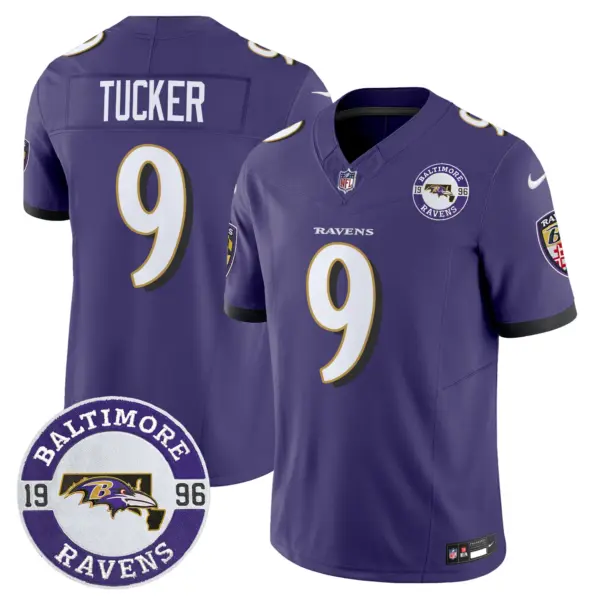 Mens Baltimore Ravens Maryland Patch Vapor Limited Jersey Est 1996 Patch Justin Tucker Jersey Purple