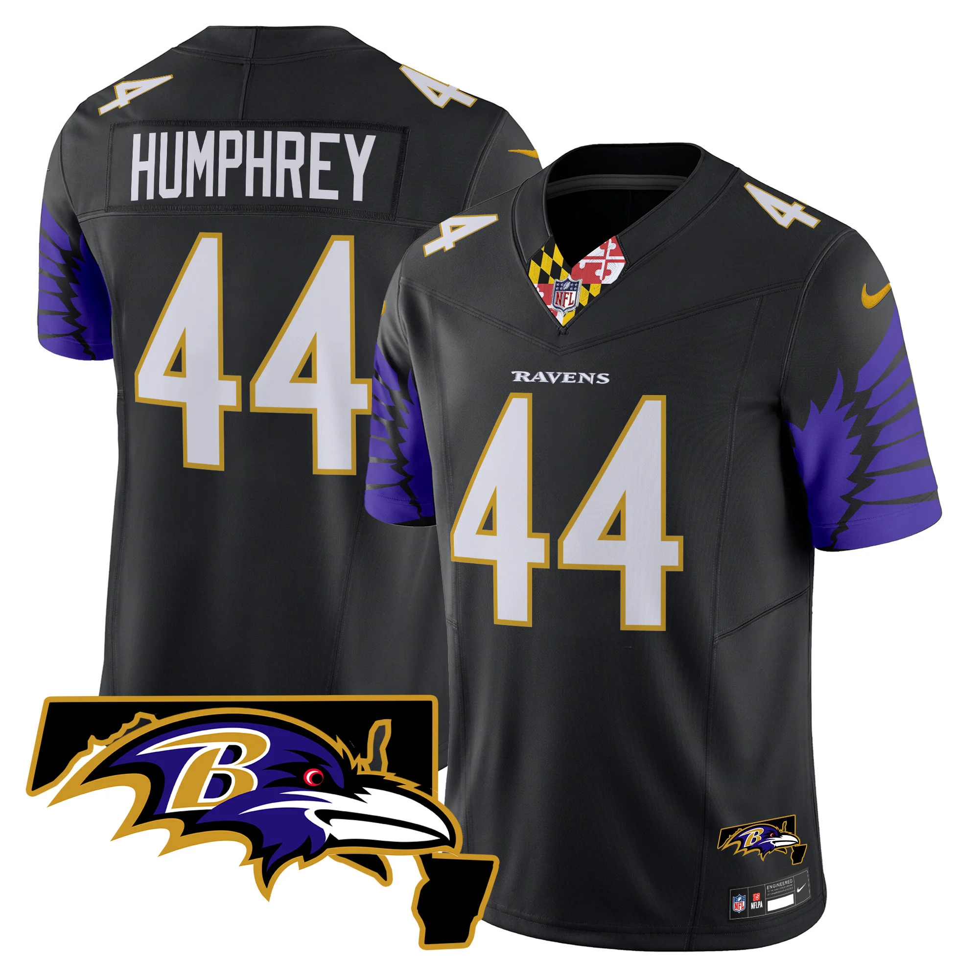 Mens Baltimore Ravens Maryland Patch Vapor Limited Jersey V2 Marlon Humphrey Jersey Black