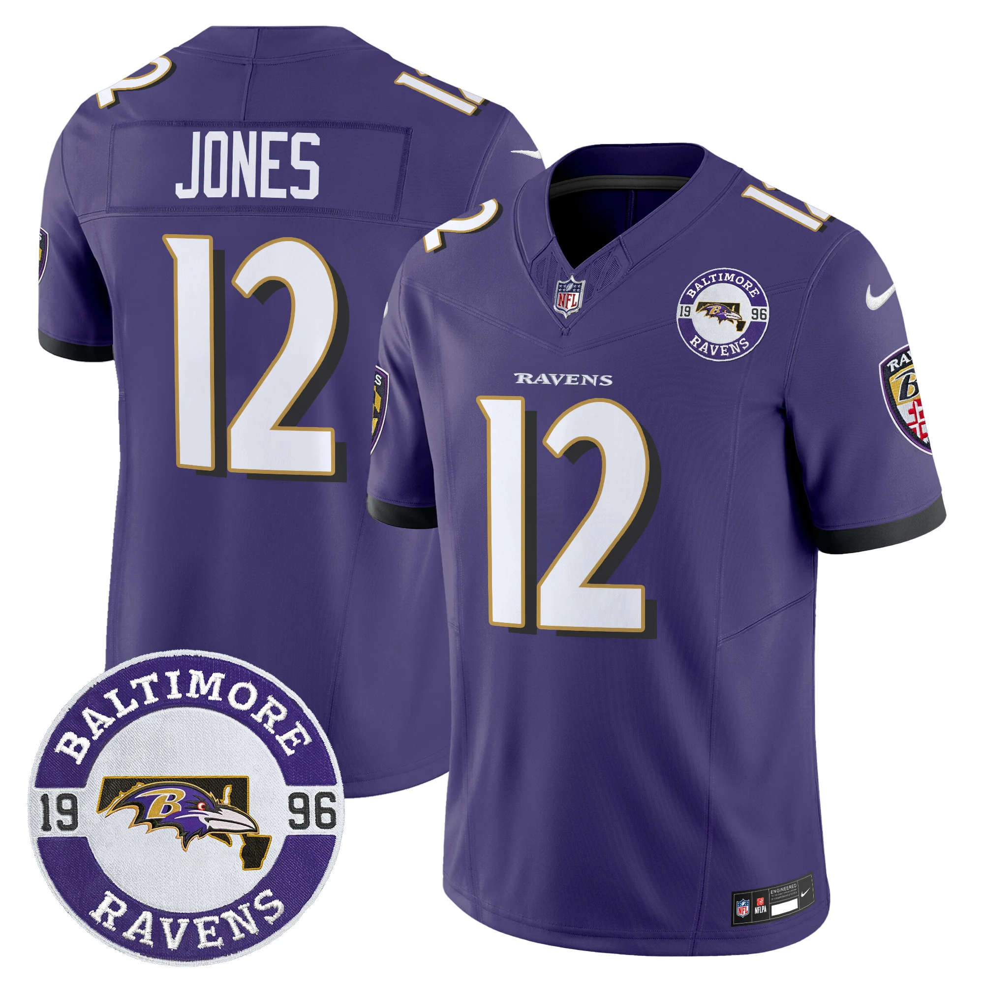 Mens Baltimore Ravens Maryland Patch Vapor Limited Jersey Est 1996 Patch Jacoby Jones Jersey Purple