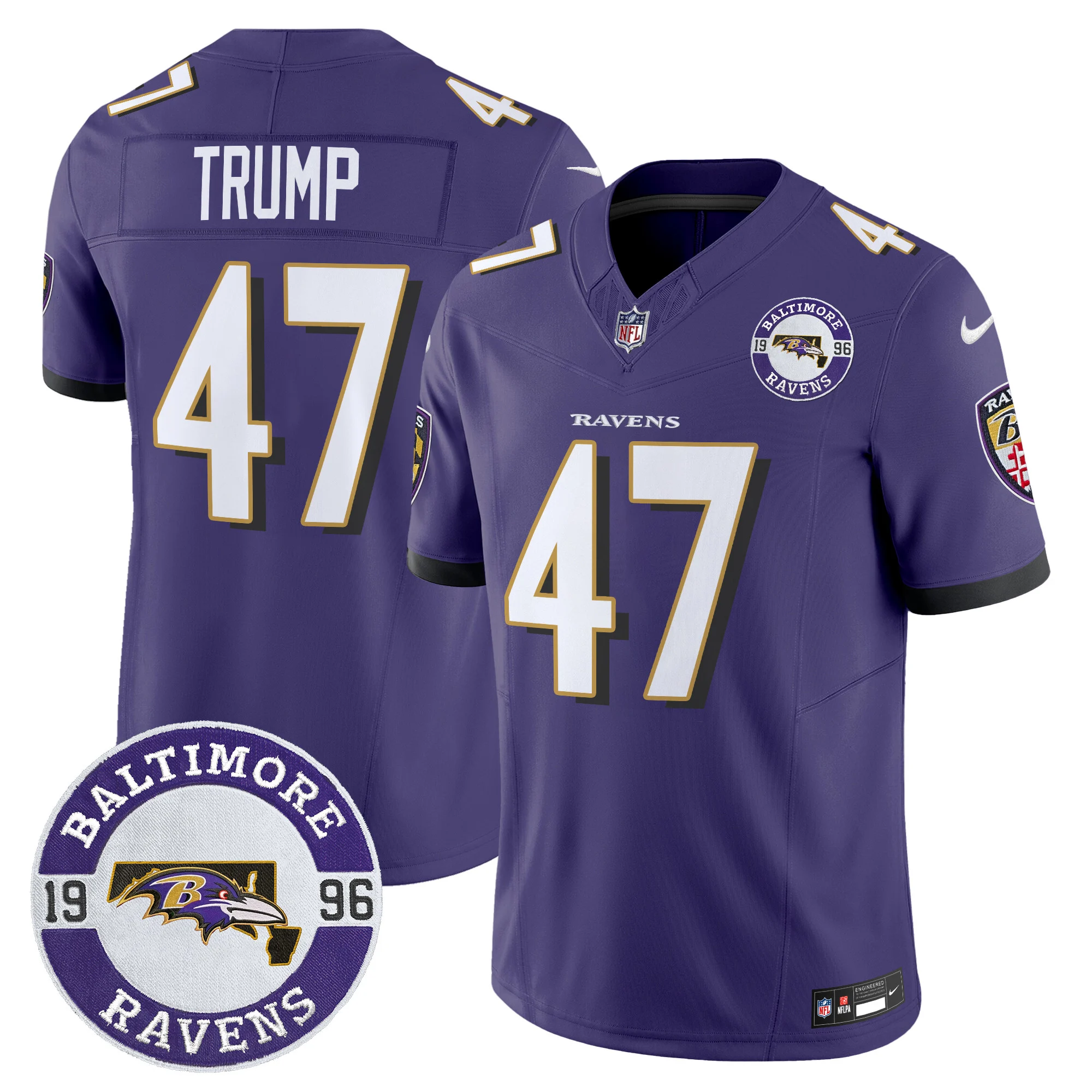 Mens Baltimore Ravens Maryland Patch Vapor Limited Jersey Est 1996 Patch Donald Trump Jersey Purple