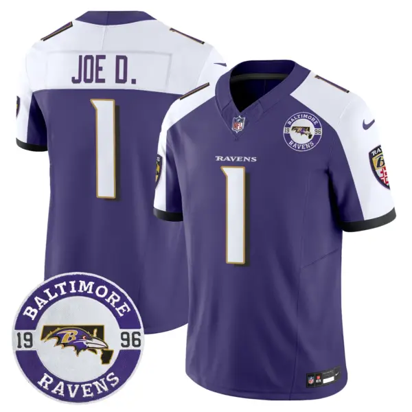 Mens Baltimore Ravens Maryland Patch Vapor Limited Jersey Est 1996 Patch Joe D Jersey Purple Alternate