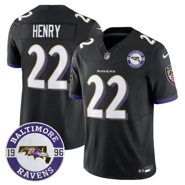 Mens Baltimore Ravens Maryland Patch Vapor Limited Jersey Est 1996 Patch Derrick Henry Jersey Black