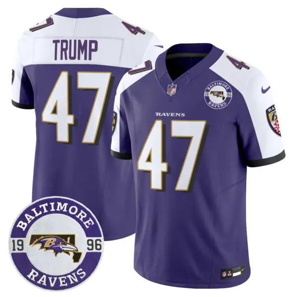 Mens Baltimore Ravens Maryland Patch Vapor Limited Jersey Est 1996 Patch Donald Trump Jersey Purple Alternate