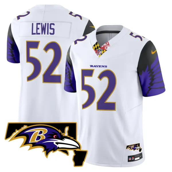 Mens Baltimore Ravens Maryland Patch Vapor Limited Jersey V2 Ray Lewis Jersey White