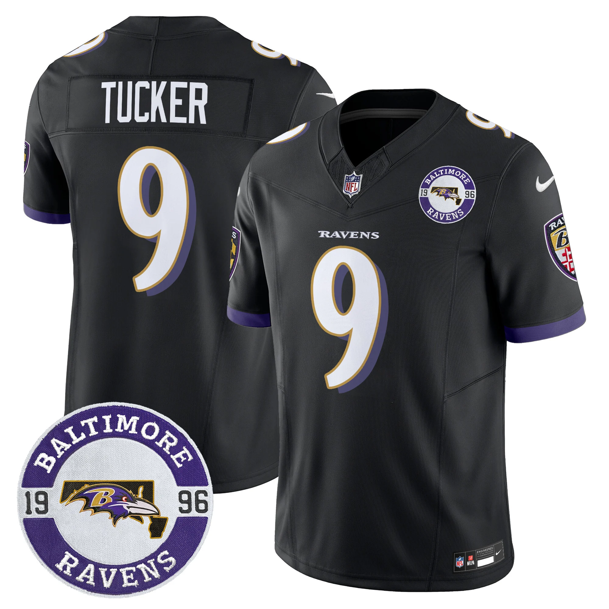 Mens Baltimore Ravens Maryland Patch Vapor Limited Jersey Est 1996 Patch Justin Tucker Jersey Black
