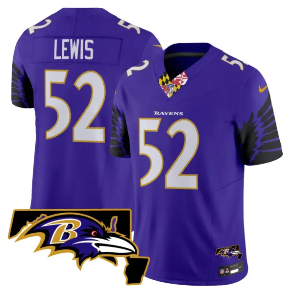 Mens Baltimore Ravens Maryland Patch Vapor Limited Jersey V2 Ray Lewis Jersey Purple