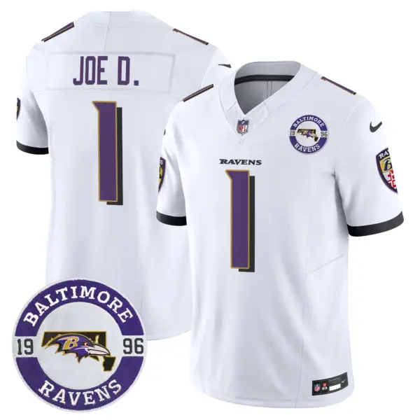Mens Baltimore Ravens Maryland Patch Vapor Limited Jersey Est 1996 Patch Joe D Jersey White