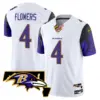 Mens Baltimore Ravens Maryland Patch Vapor Limited Jersey V2 Zay Flowers Jersey White