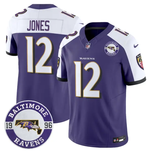 Mens Baltimore Ravens Maryland Patch Vapor Limited Jersey Est 1996 Patch Jacoby Jones Jersey Purple Alternate