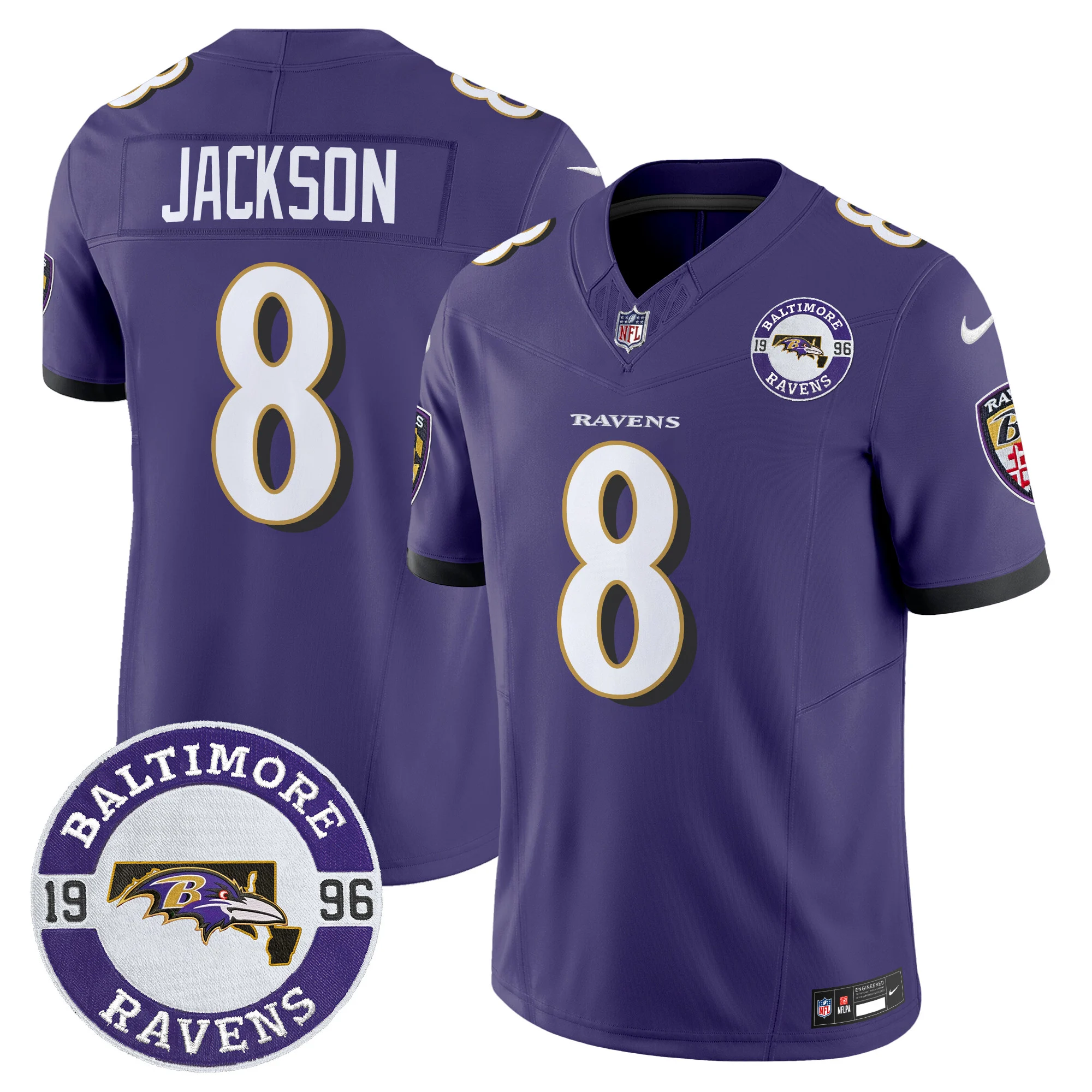 Mens Baltimore Ravens Maryland Patch Vapor Limited Jersey Est 1996 Patch Lamar Jaclson Jersey Purple