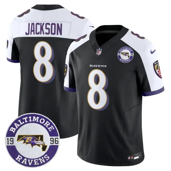 Mens Baltimore Ravens Maryland Patch Vapor Limited Jersey Est 1996 Patch Lamar Jaclson Jersey Black Alternate