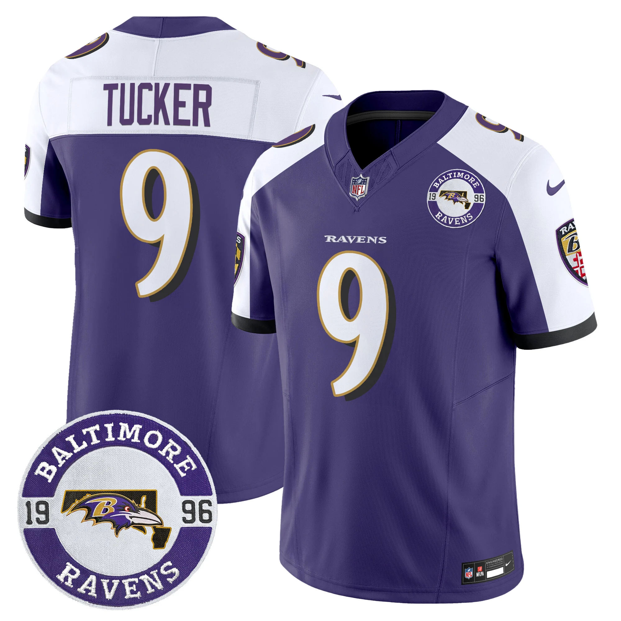 Mens Baltimore Ravens Maryland Patch Vapor Limited Jersey Est 1996 Patch Justin Tucker Jersey Purple Alternate