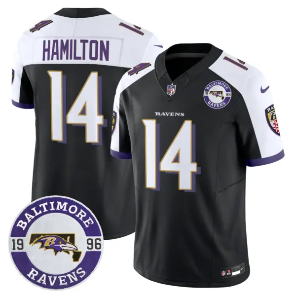 Mens Baltimore Ravens Maryland Patch Vapor Limited Jersey Est 1996 Patch Kyle Hamilton Jersey Black Alternate
