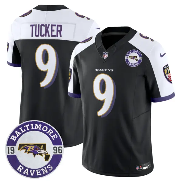 Mens Baltimore Ravens Maryland Patch Vapor Limited Jersey Est 1996 Patch Justin Tucker Jersey Black Alternate