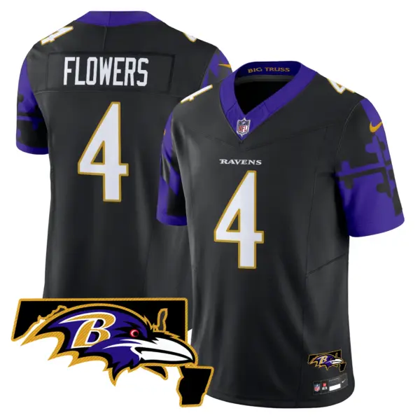 Mens Baltimore Ravens Maryland Flag Map Patch Vapor Limited Jersey Zay Flowers Jersey Black