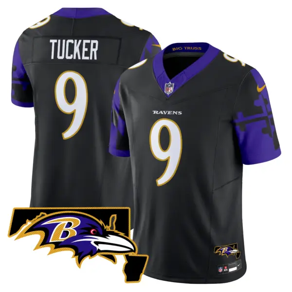 Mens Baltimore Ravens Maryland Flag Map Patch Vapor Limited Jersey Justin Tucker Jersey Black