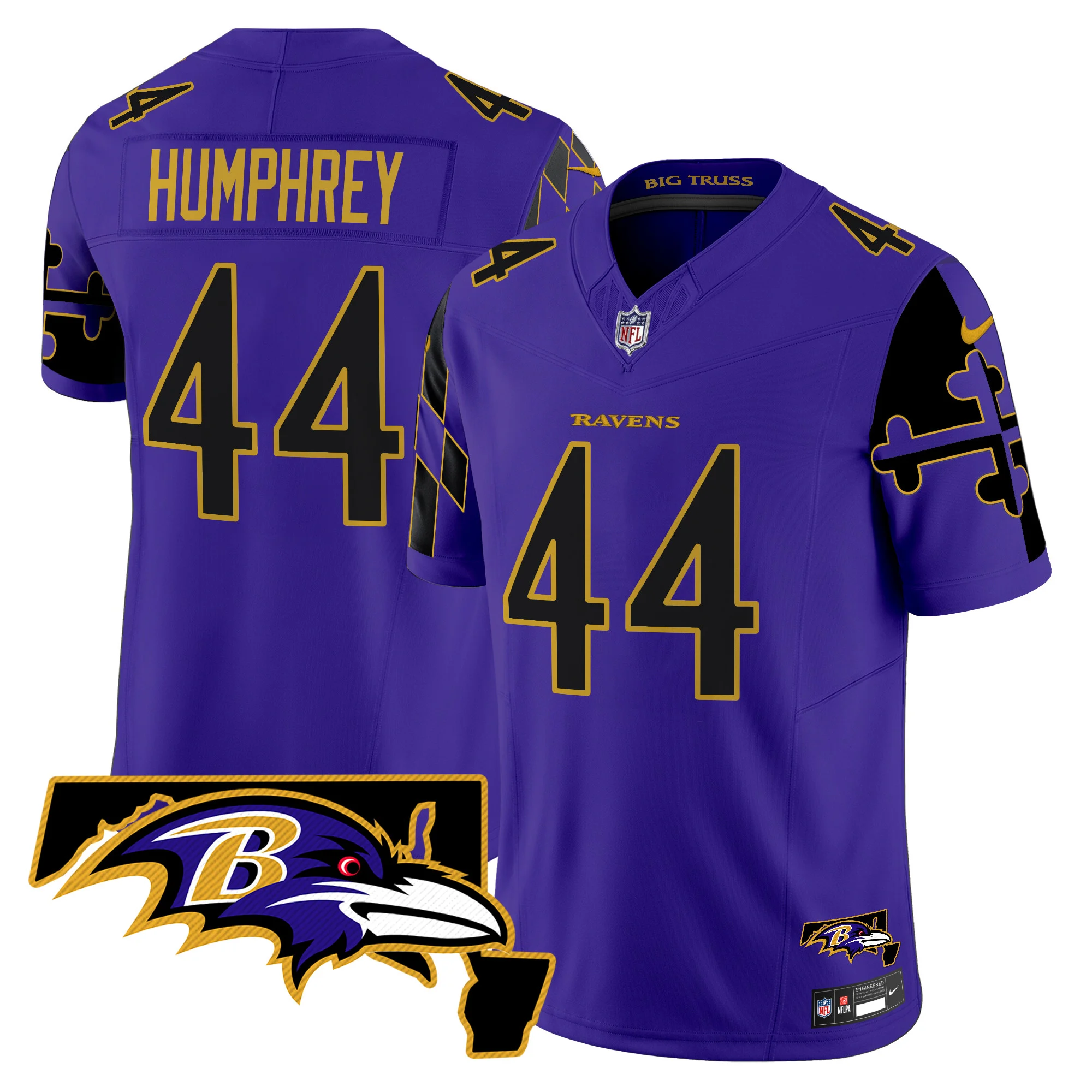 Mens Baltimore Ravens Maryland Flag Map Patch Vapor Limited Jersey Marlon Humphrey Jersey Purple Limited