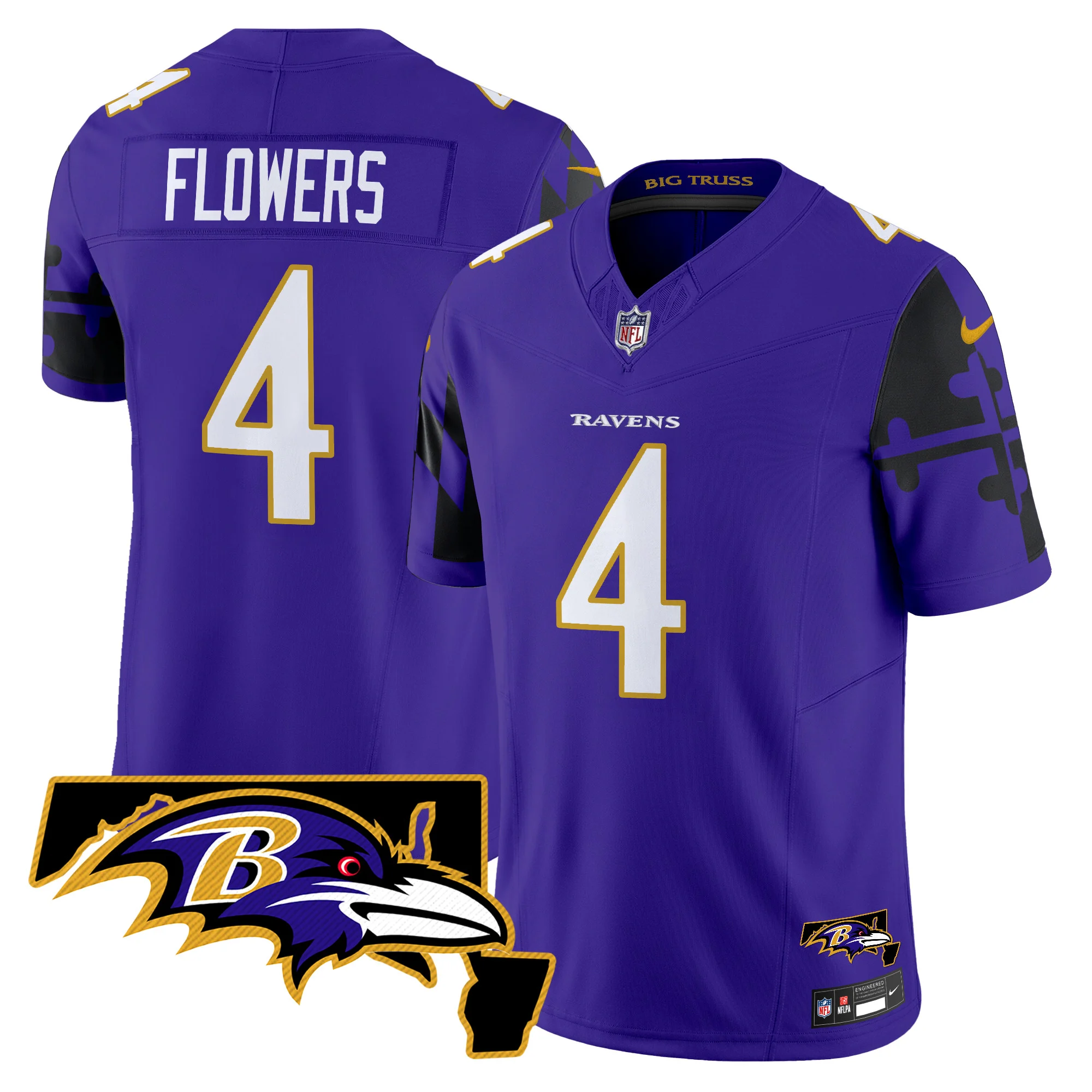Mens Baltimore Ravens Maryland Flag Map Patch Vapor Limited Jersey Zay Flowers Jersey Purple