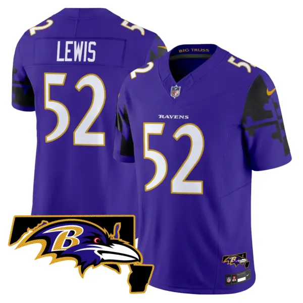 Mens Baltimore Ravens Maryland Flag Map Patch Vapor Limited Jersey Ray Lewis Jersey Purple