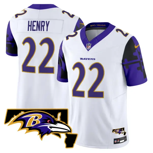Mens Baltimore Ravens Maryland Flag Map Patch Vapor Limited Jersey Derrick Henry Jersey White