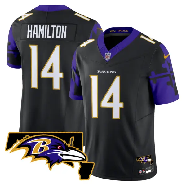Mens Baltimore Ravens Maryland Flag Map Patch Vapor Limited Jersey Kyle Hamilton Jersey Black