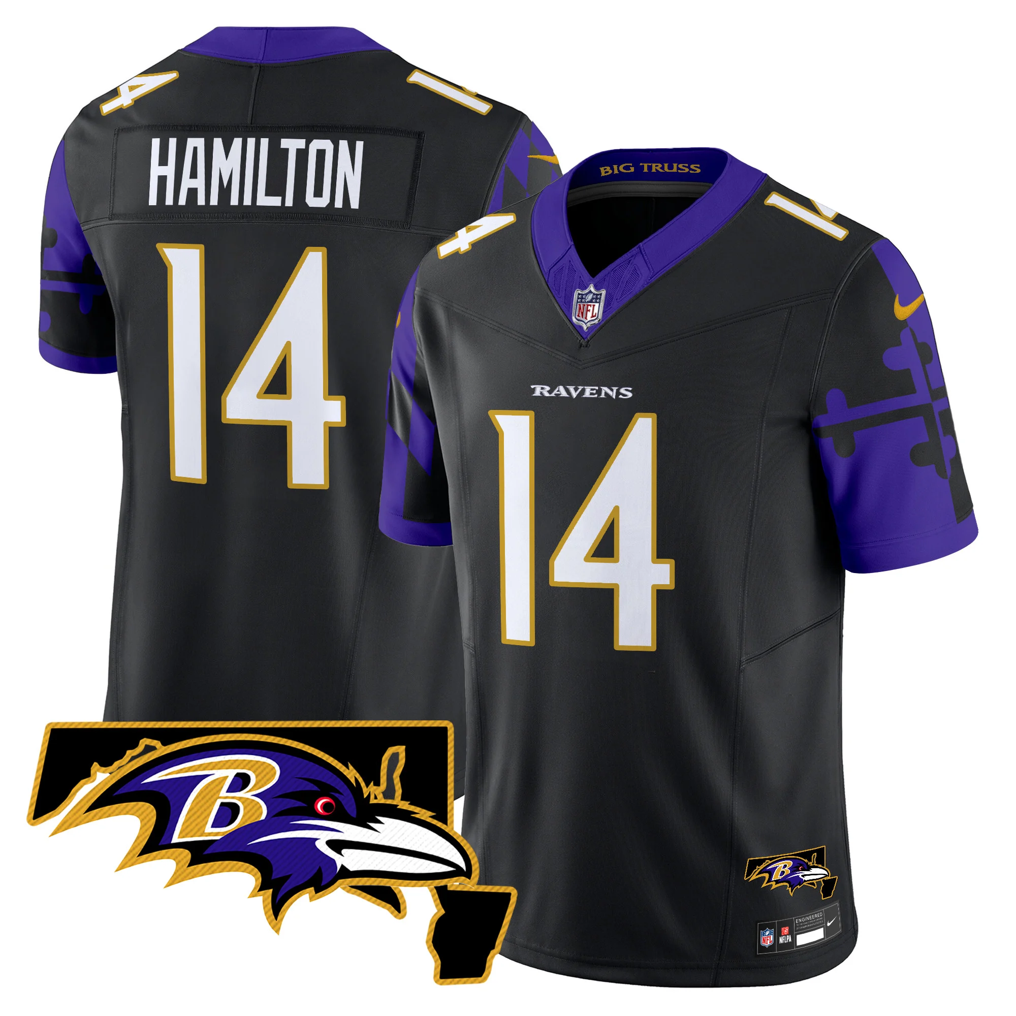 Mens Baltimore Ravens Maryland Flag Map Patch Vapor Limited Jersey Kyle Hamilton Jersey Black