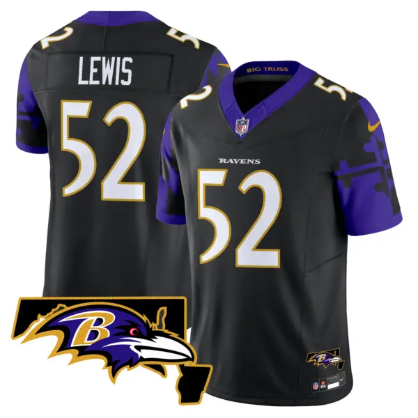 Mens Baltimore Ravens Maryland Flag Map Patch Vapor Limited Jersey Ray Lewis Jersey Black