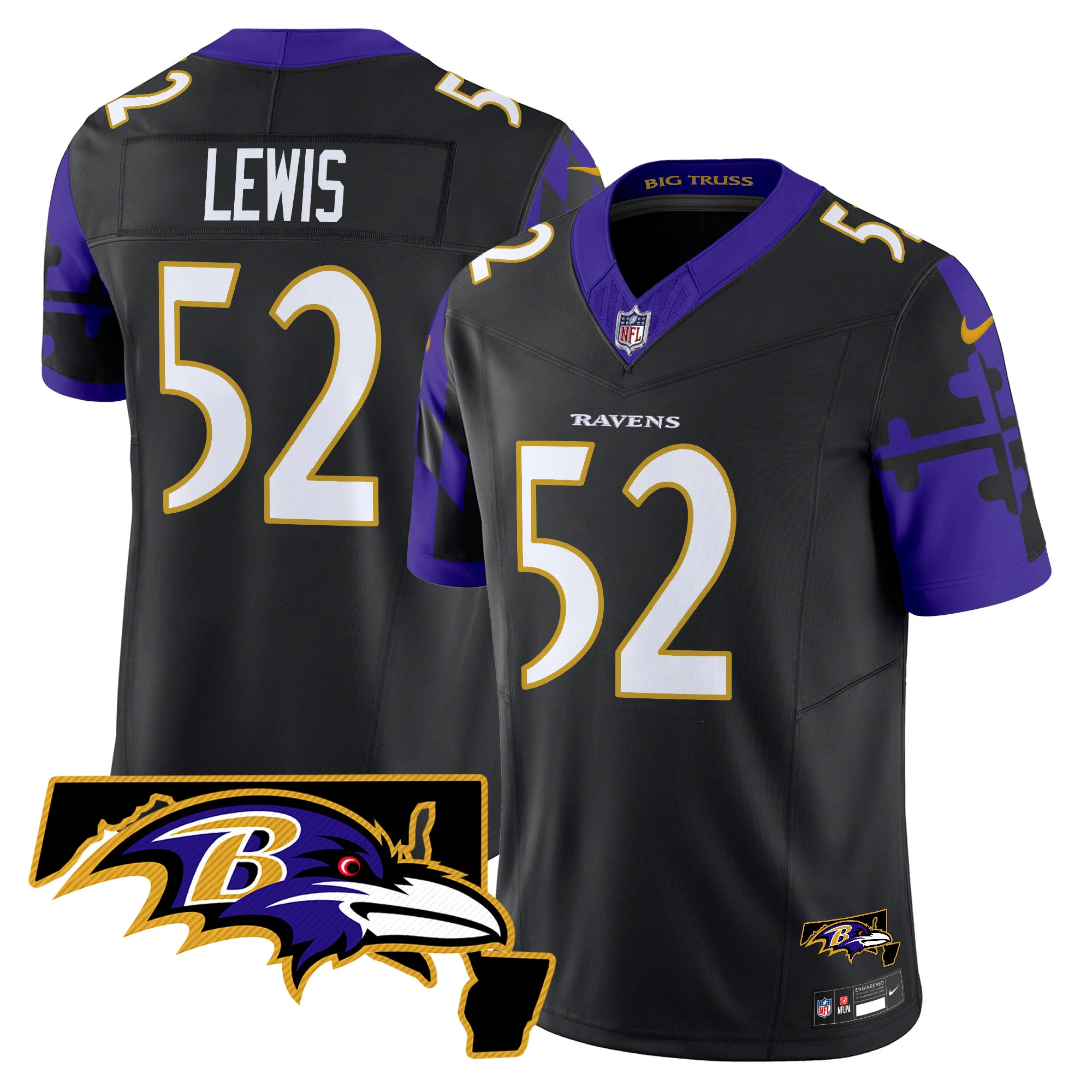 Mens Baltimore Ravens Maryland Flag Map Patch Vapor Limited Jersey Ray Lewis Jersey Black
