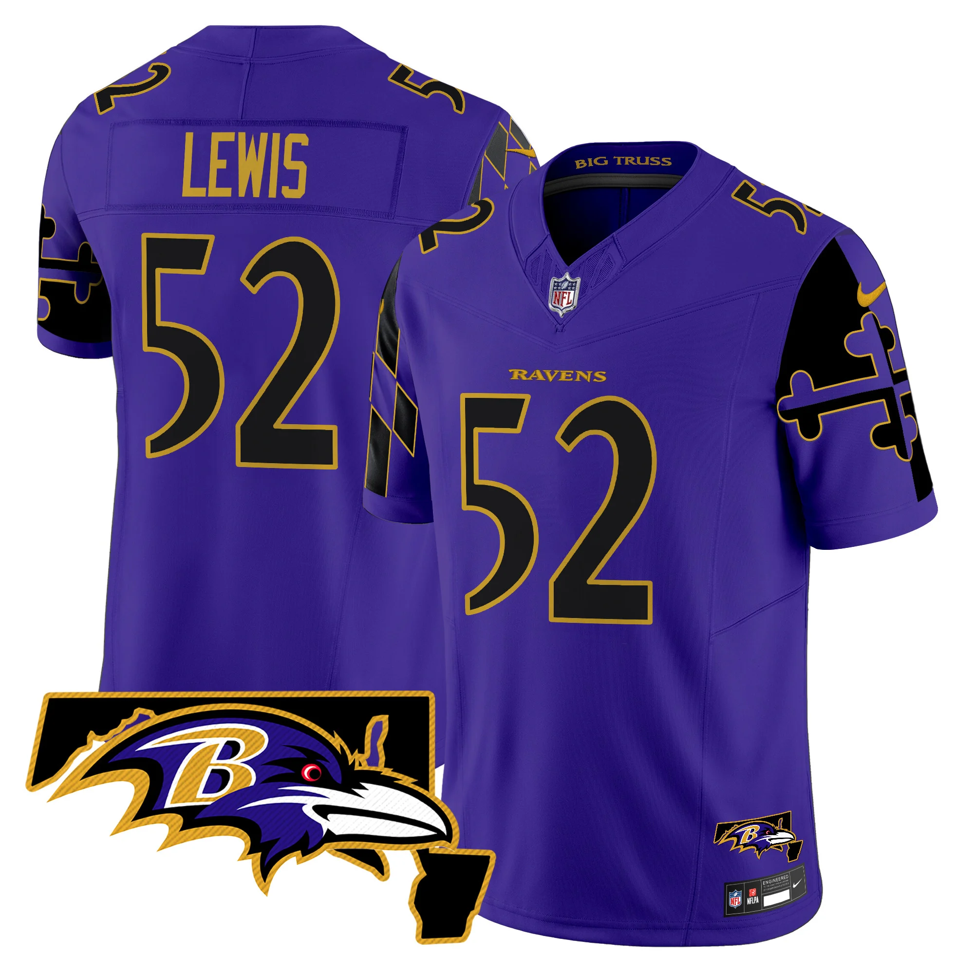 Mens Baltimore Ravens Maryland Flag Map Patch Vapor Limited Jersey Ray Lewis Jersey Purple Limited