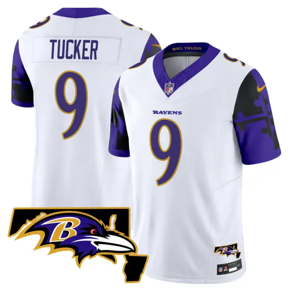 Mens Baltimore Ravens Maryland Flag Map Patch Vapor Limited Jersey Justin Tucker Jersey White