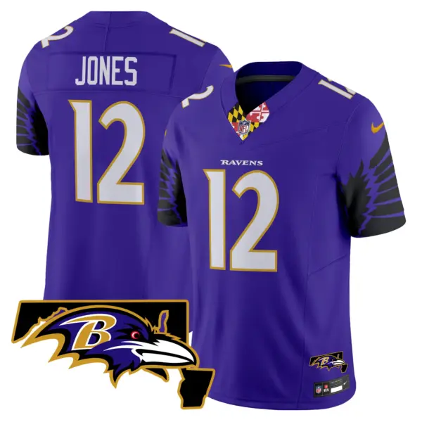 Mens Baltimore Ravens Maryland Patch Vapor Limited Jersey V2 Jacoby Jones Jersey Purple