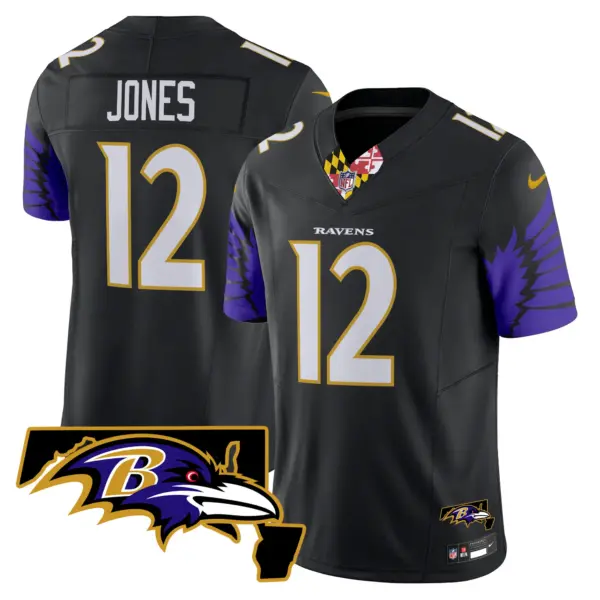 Mens Baltimore Ravens Maryland Patch Vapor Limited Jersey V2 Jacoby Jones Jersey Black