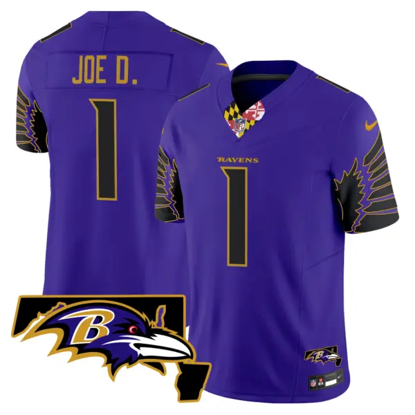 Mens Baltimore Ravens Maryland Patch Vapor Limited Jersey V2 Joe D Jersey Purple Limited