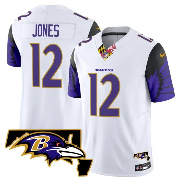 Mens Baltimore Ravens Maryland Patch Vapor Limited Jersey V2 Jacoby Jones Jersey White