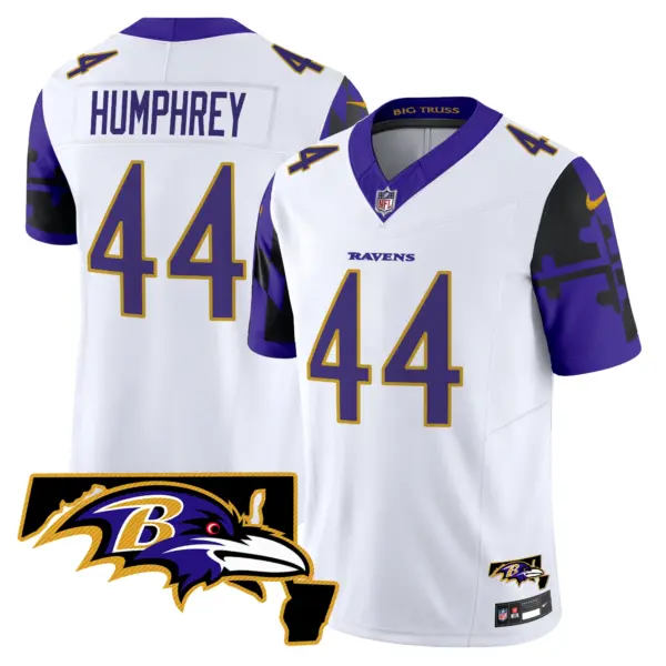 Mens Baltimore Ravens Maryland Flag Map Patch Vapor Limited Jersey Marlon Humphrey Jersey White