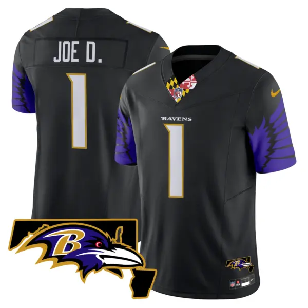Mens Baltimore Ravens Maryland Patch Vapor Limited Jersey V2 Joe D Jersey Black