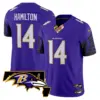 Mens Baltimore Ravens Maryland Patch Vapor Limited Jersey V2 Kyle Hamilton Jersey Purple