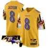 Mens Baltimore Ravens Maryland Flag Game Jersey Lamar Jackson Jersey Gold